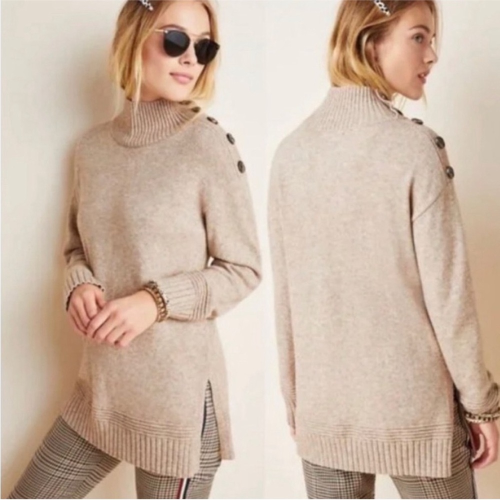 ANTHROPOLOGIE MARGARITA BROWN TUNIC SWEATER
